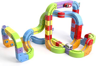 121 PCS DIY Cubes Anti-Gravity klick Rail Electric Train Sets, Stem Traffic Blocks Trainset Gifts Toys