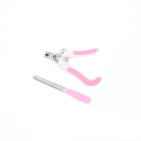 Stainless Steel Dog Nail Clippers and Trimmer with Safety Guard and Nail Grind File Large Dog Cat Rabbit Bird Nail Scissor Pet Grooming (Color: PINK)