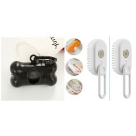 Cat Steam Brush Steamy Dog Brush 3 In 1 Electric Spray Cat Hair Brushes For Massage Pet Grooming Comb Hair Removal Combs Pet Products (Option: White  Set-USB)